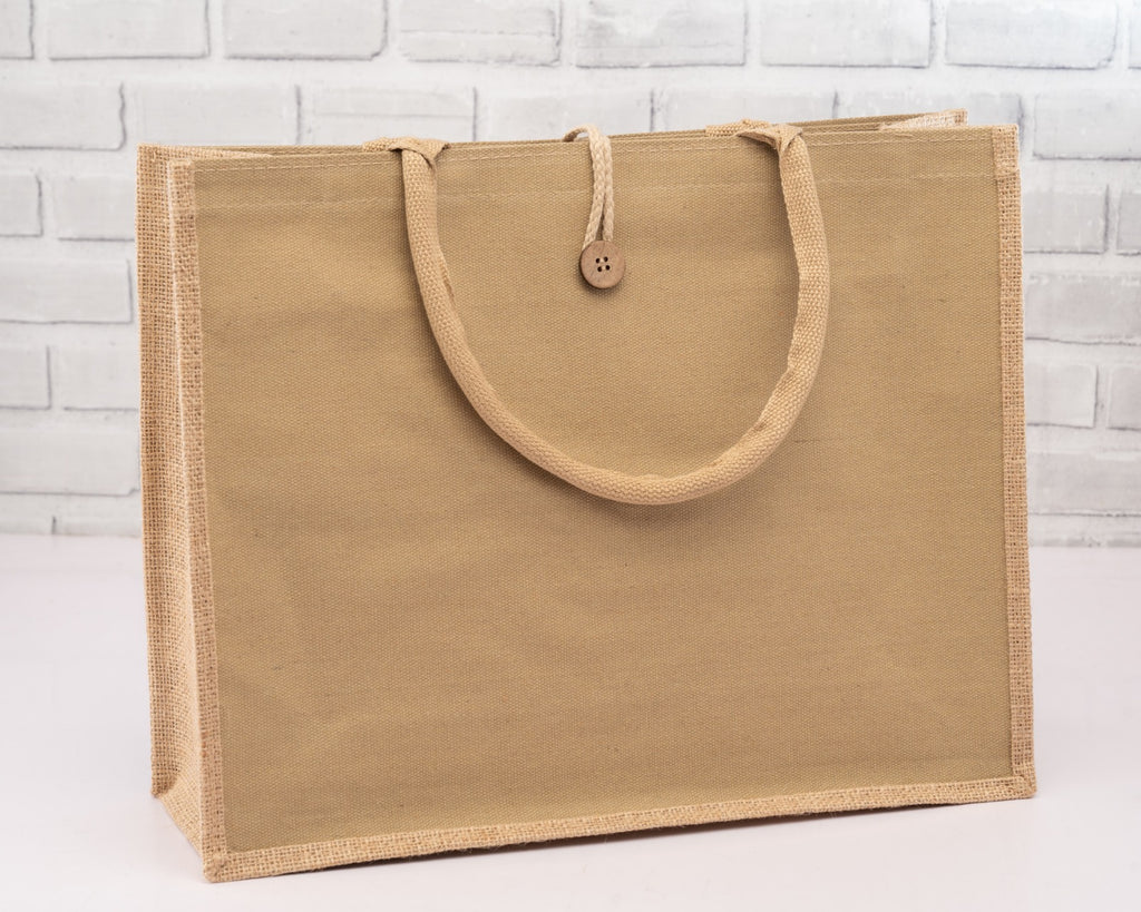 A3 jute bags with smooth beige sides