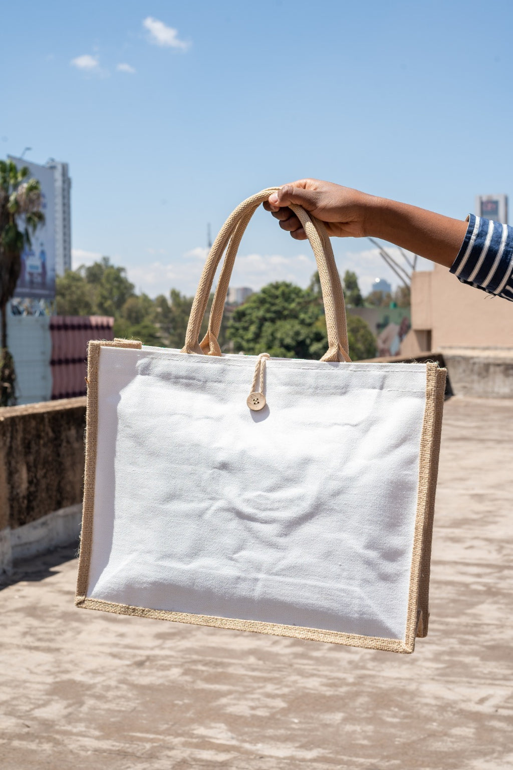 A3 jute bag with side button